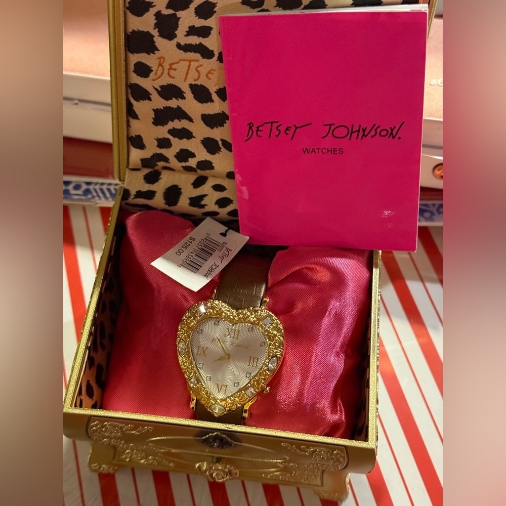 Betsey Johnson Gold Heart-Shaped Watch with Crystal Accents NWT 125.00